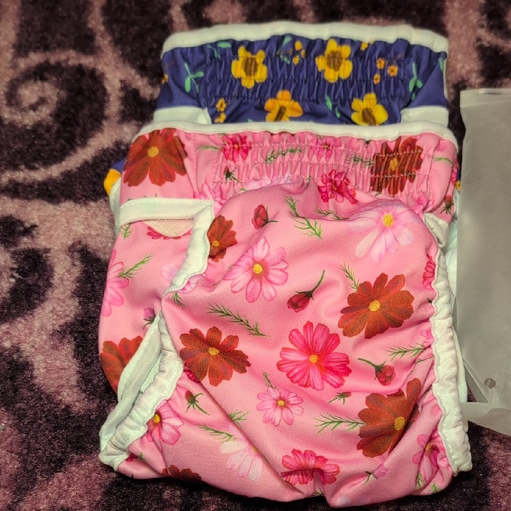 Floral Dog Diaper Cover - Pink and Blue